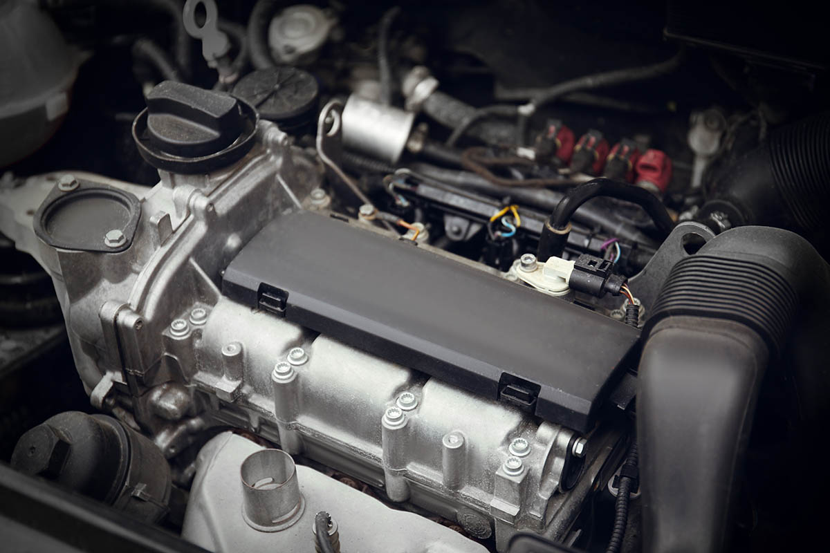 Closeup view of car engine. Auto mechanic service
