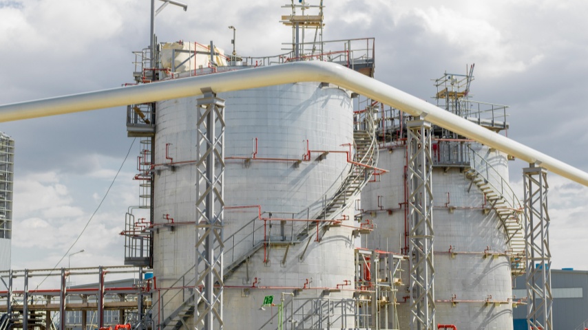 modern oil factory at the territory